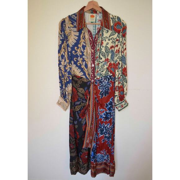 Farm Rio Winter Mix Midi Shirt Dress Size Small - Picture 4 of 8